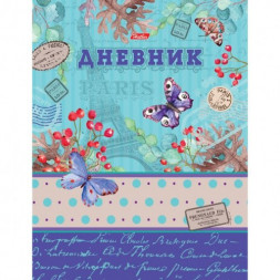 Дневник для 1-11 классов. Hatber. 40 листов. А5. Твердый переплет с поролоном. Порхала бабочка над садом